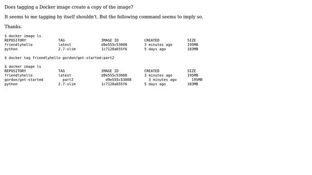 Unix & Linux: Does tagging a Docker image create a copy of the image? смотреть онлайн