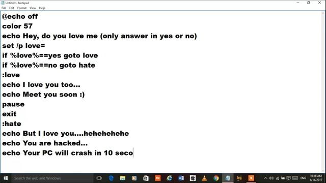 Create "I Love You" Virus using Notepad смотреть онлайн