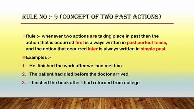 Rule no :-9(concept of two past actions)//English explanation of 120 rules of english grammar// смотреть онлайн