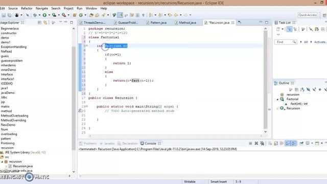 Concept Of Recursion In Java (Finding Factorial Of A Number Using Recursion) For Beginners. смотреть онлайн