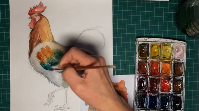 Рисование петуха. Часть 2 смотреть онлайн