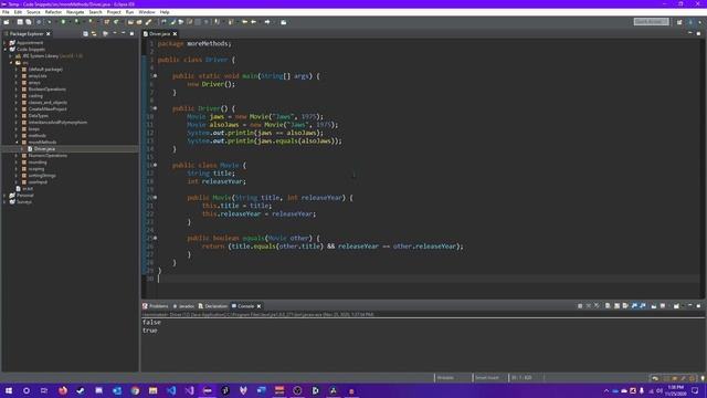 The equals() and compareTo() Methods | Code Snippets 24 смотреть онлайн