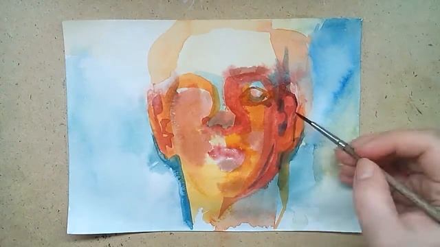 SKETCH PROCESS Что может акварель СТИЛИЗОВАННЫЙ ПОРТРЕТ губка и акварель WATERCOLOR PORTRAIT смотреть онлайн