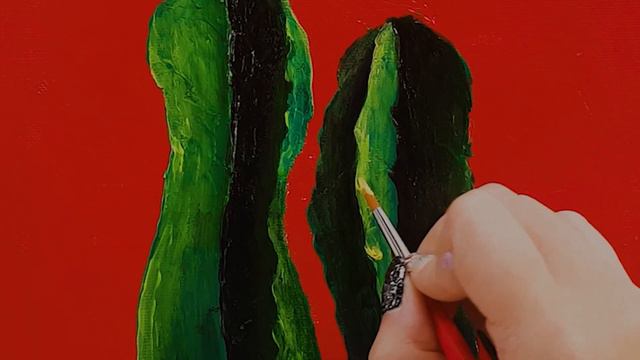 포인트 아크릴화 그리기 #6 빨간 선인장 Red cactus｜Acrylic Painting Color Satisfying Daily Art 힐링취미 смотреть онлайн
