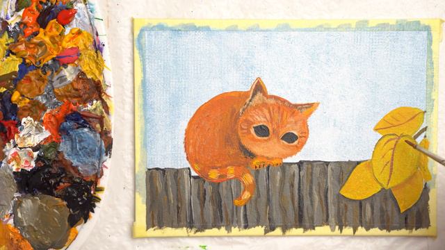 Kitten freezes on the Fence - Acrylic смотреть онлайн