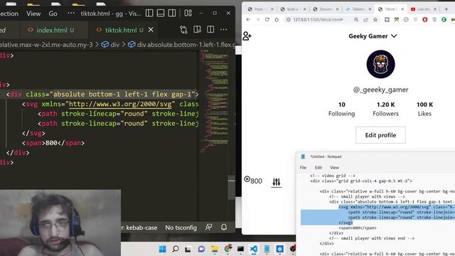 Build a TikTok User Profile Landing Page UI Clone in Tailwind CSS & HTML5 смотреть онлайн