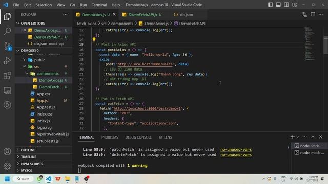 Demo Mock API with fetch and Axios 3 смотреть онлайн