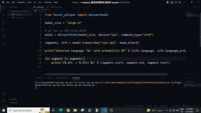 [ how to transcribe any mp3 file use Faster Whisper and python [ without any api key смотреть онлайн