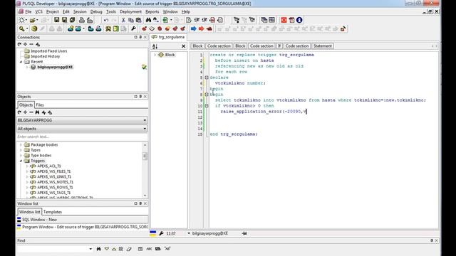 ORACLE BEFORE INSERT TRIGGER (SORGULAMA) смотреть онлайн