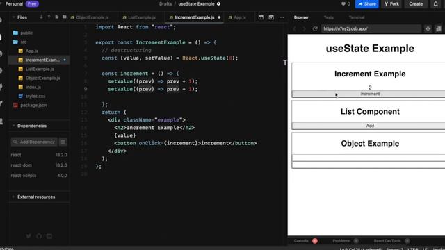 Quickly learn React's useState( ). Practical examples. смотреть онлайн
