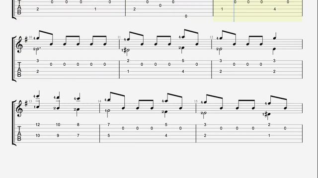 PRELUDE IN E MINOR Classical Guitar Tab