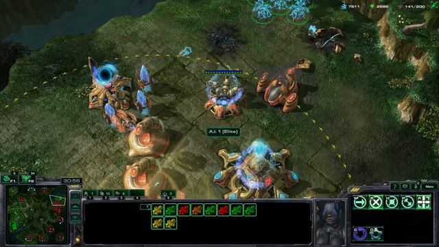 StarCraft 2: Terran vs Elite Protoss - Defense against Protoss attacks смотреть онлайн