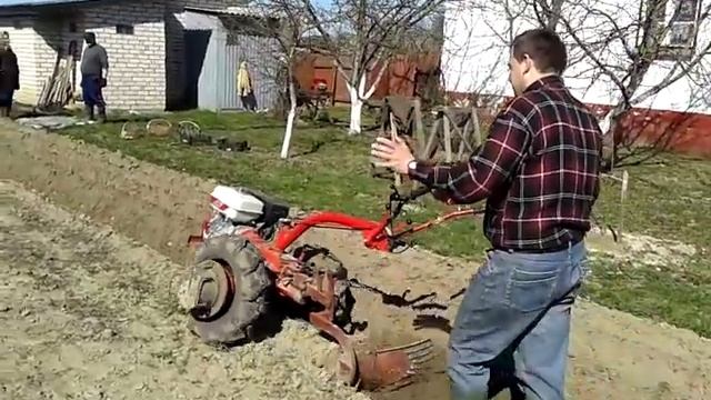 Посадка картошки мотоблоком МТЗ-09Н смотреть онлайн