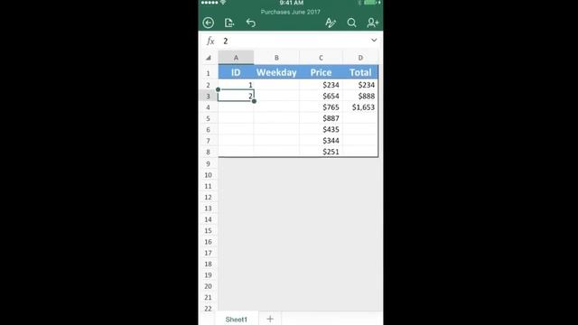 Microsoft Excel 2016 for iPhone Inserting and Manipulating Data Creating Automatic data series смотреть онлайн