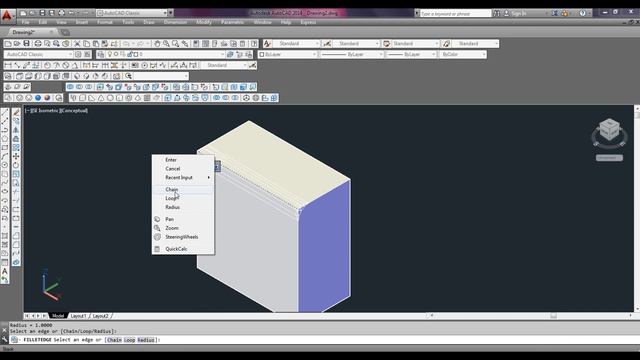 Autocad 3D Fillet adge & Chamfer Command Tutorial смотреть онлайн