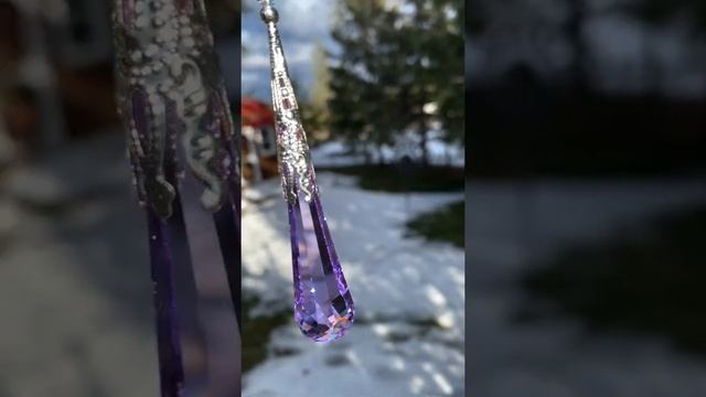 Large Violet Swarovski #Crystal #Rainbow ? #Crystal #Suncatcher with Butterflies ? смотреть онлайн