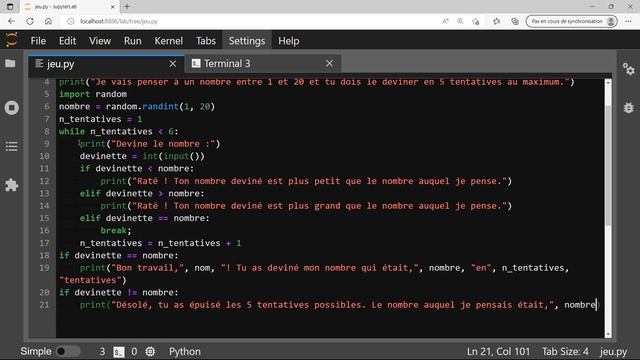 Création d'un jeu avec python pour apprendre les bases de la programmation (vidéo 2/2) смотреть онлайн