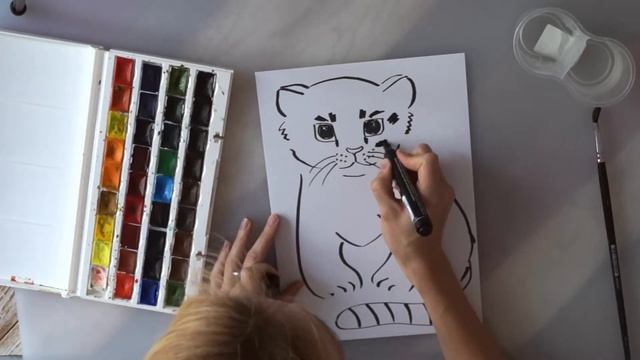 Как нарисовать тигренка How to draw a tiger смотреть онлайн