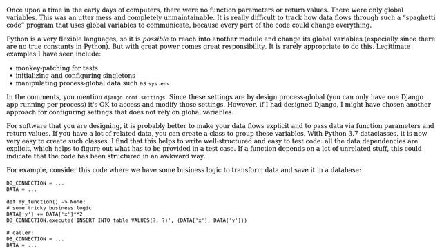 Software Engineering: When should I use a global variable module in Python? смотреть онлайн