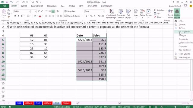 Excel Magic Trick 996: Highlight All Empty Cells: Go To Special Blanks, And A Few Other Tricks смотреть онлайн