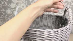 Плетеная корзина из бумажной лозы. Витая ручка. Часть 2