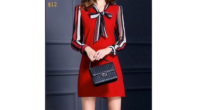 Одежда с AliExpress. Осеннее платье мини с длинными рукавами и бантом больших размеров M 4XL. смотреть онлайн