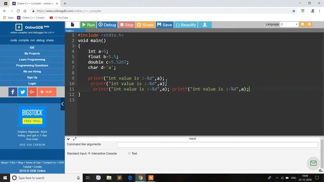 #2 print values of variables of disserent data types. || C tutorial || 2018 || Pratik Ghelani смотреть онлайн