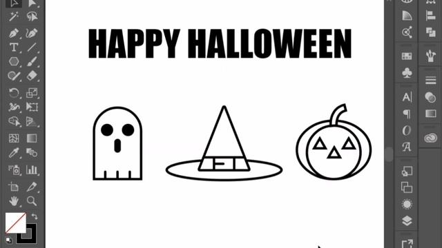 Adobe Illustrator Halloween Icons / goast, witch hat & pumpkin very simple vector illustrations DT смотреть онлайн