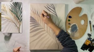 Рисуем интерьерную картину дома. Картина с поталью. Простая интерьерная картина акрилом.