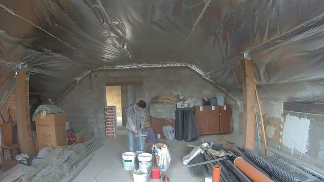 Штукатурим дом 300 кв метров. День 1-й. смотреть онлайн