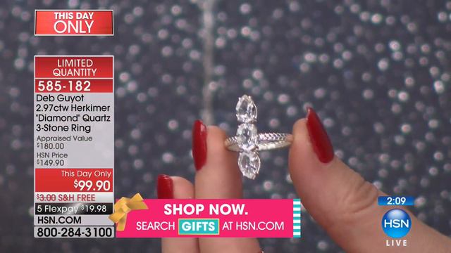 Deb Guyot Herkimer "Diamond" Quartz 3Stone Ring смотреть онлайн