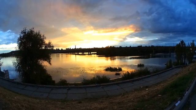 Timelapse: Sunset Dnepr, Paton Bridge. Kiev, Ukraine. Sony HDR-AS100V Test №7 смотреть онлайн