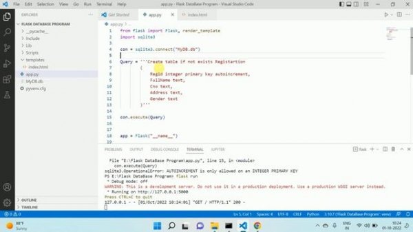 6 SQLite with Python Flask DataBase (Insert Query)