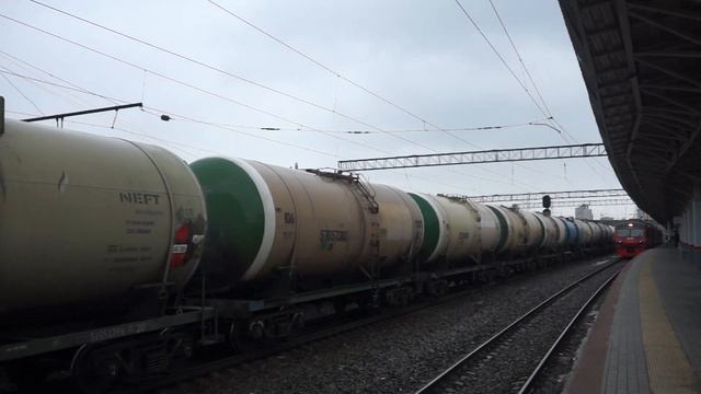 "СЖДшный гость!" ВЛ80С-2054 с грузовым поездом проезжает станцию Нижний Новгород. смотреть онлайн