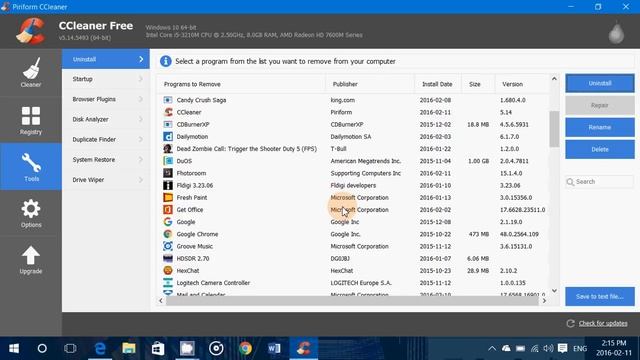 Windows 10 tips and tricks How to uninstall default apps using Ccleaner смотреть онлайн