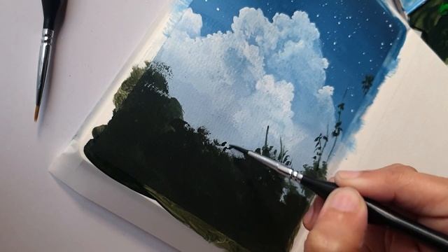 Cloud Painting/ Easy painting for beginners/Step by step Tutorial/Gouache Painting смотреть онлайн