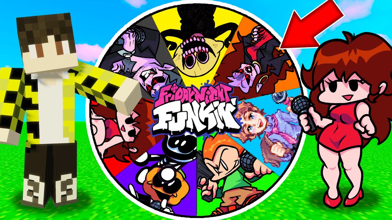 Нашли колесо фортуны с СЕНПАЙ, ЛЕМОН ДЕМОН, СКИД И ПАМП ПИКО в майнкрафт ! FNF MOD MINECRAFT смотреть онлайн