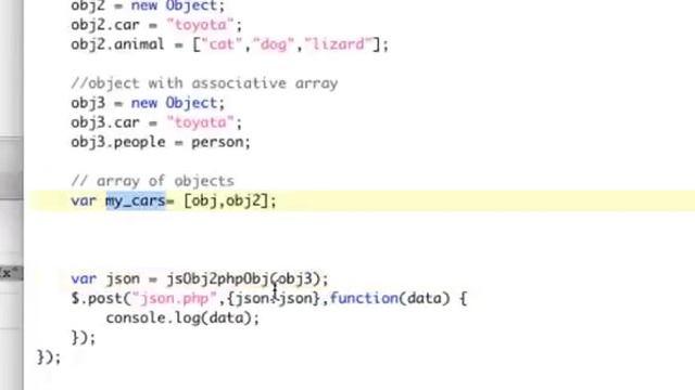 Javascript Object to a PHP Object смотреть онлайн