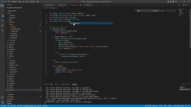 Django Tutorial - Creating Django Login and Logout functions #9 смотреть онлайн