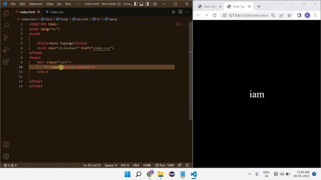 Autotype effect by using HTML CSS &Js || Auto typing ||text typing Animation #html #css #javascript смотреть онлайн