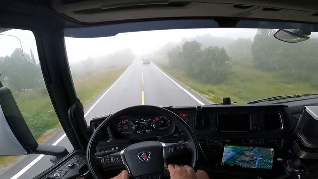 POV Driving Scania S540 - Driving Fog. Voringsfossen