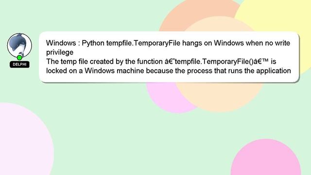 Windows : Python tempfile.TemporaryFile hangs on Windows when no write privilege смотреть онлайн