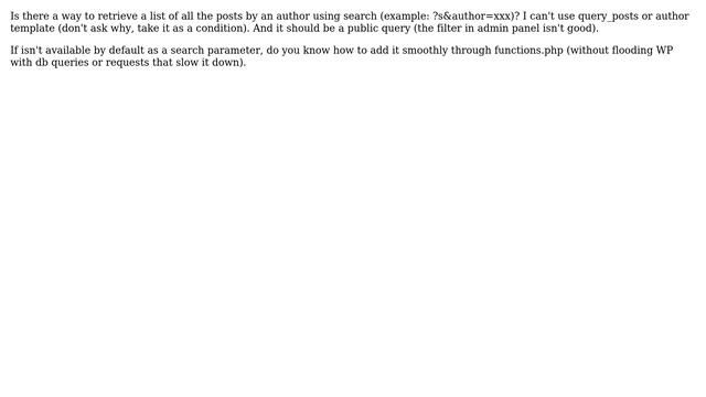 Wordpress: Display posts from an author using search parameters (not author template/query_posts) смотреть онлайн