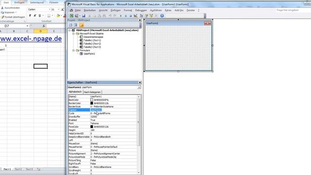 4ПШ_ Cоздать пользовательскую форму (UserForm) в файле Excel (VBA) (немецкоязычный Excel). смотреть онлайн