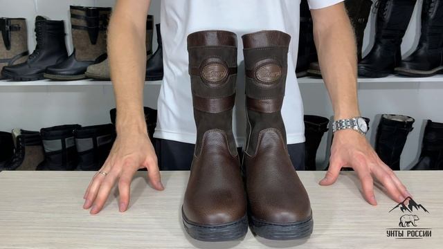 Унты России - монголки мужские натуральные короткие коричневые, литая подошва, код 40123 смотреть онлайн