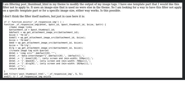 Wordpress: How to disable thumbnail filter for a specific template part or image size? смотреть онлайн