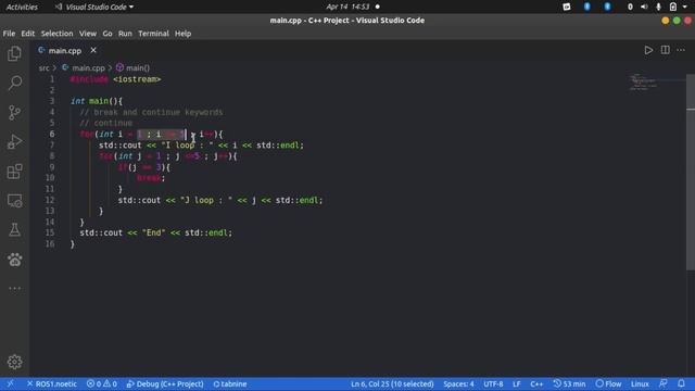break & continue and goto keywords in C++ смотреть онлайн