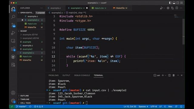 Scanf scansets, and reading a CSV file in C (fixed) смотреть онлайн