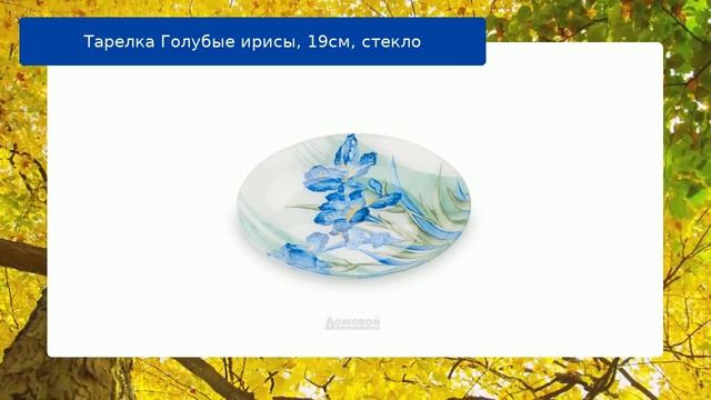 Тарелка Голубые ирисы, 19см, стекло обзор смотреть онлайн