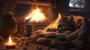 Расслабьтесь с мурлыкающим котом и потрескивающим камином ? Сон в уютной зимней обстановке